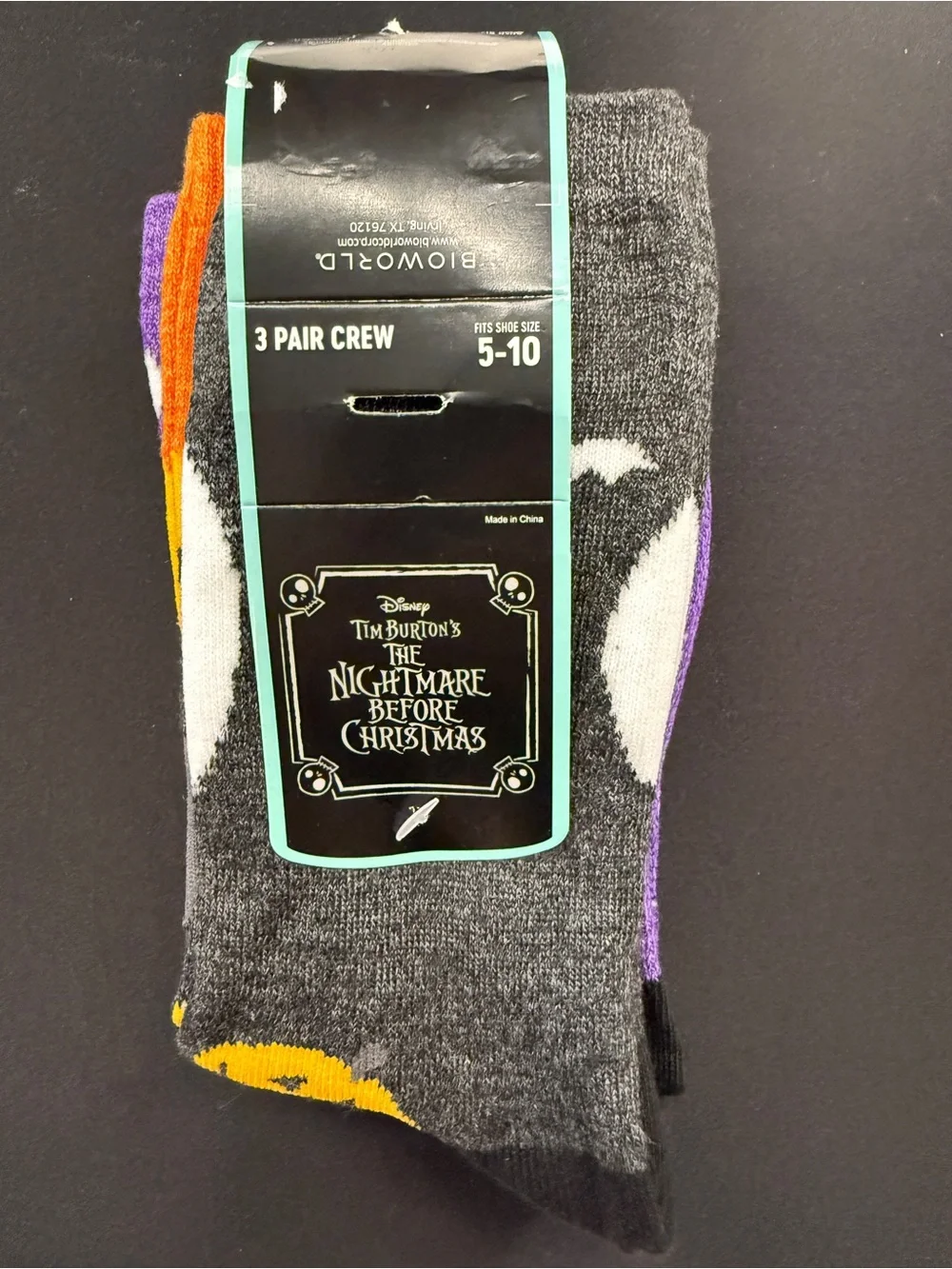 Disney Nightmare Before Christmas Socks 3 Pack Jack Sally Zero Crew Shoe Sz 5-10